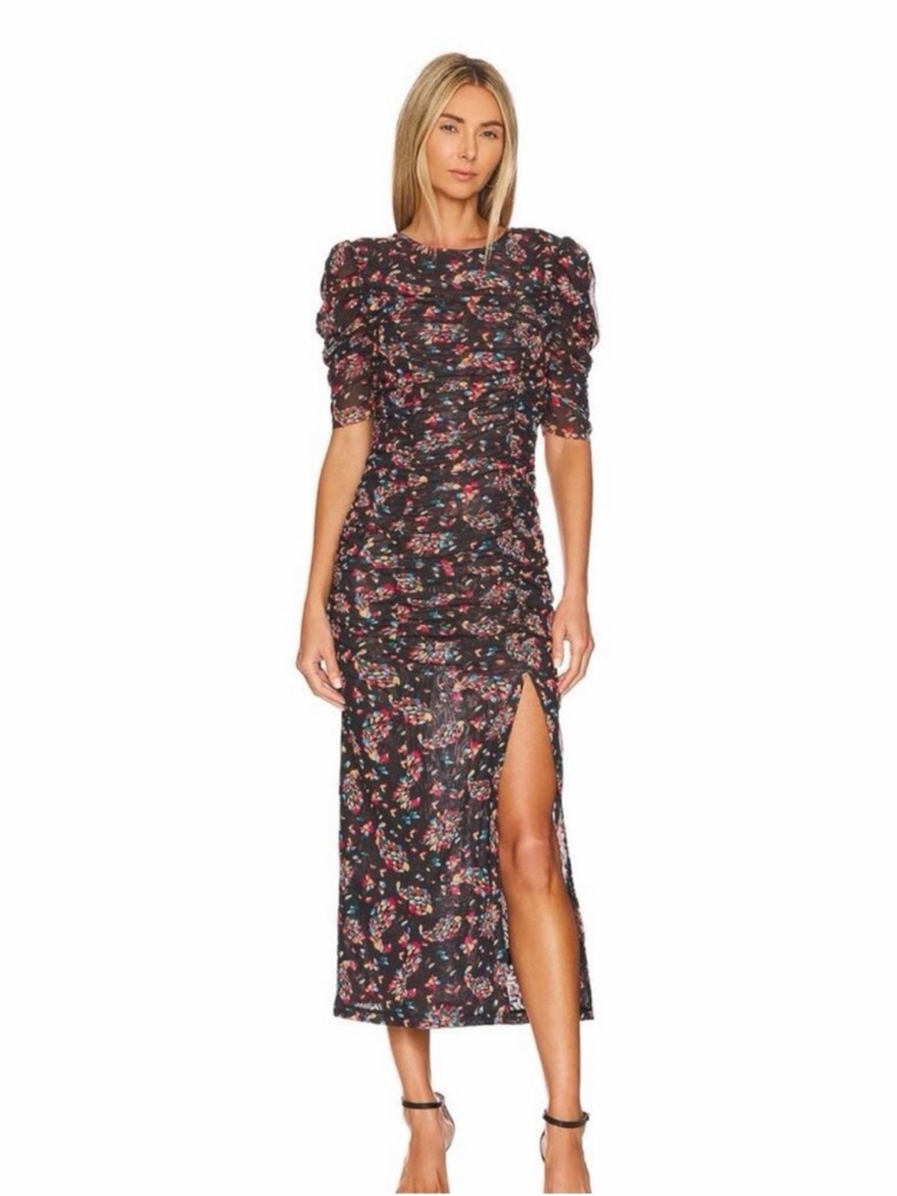 Free People Briella Ruched floral midi Dress